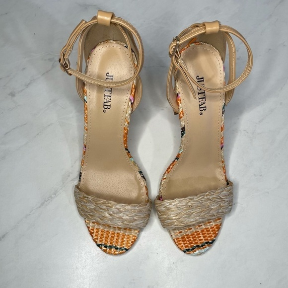 JustFab Let’s Dance Multicolor Espadrille Heeled Sandals Size 8.5 - Picture 2 of 7